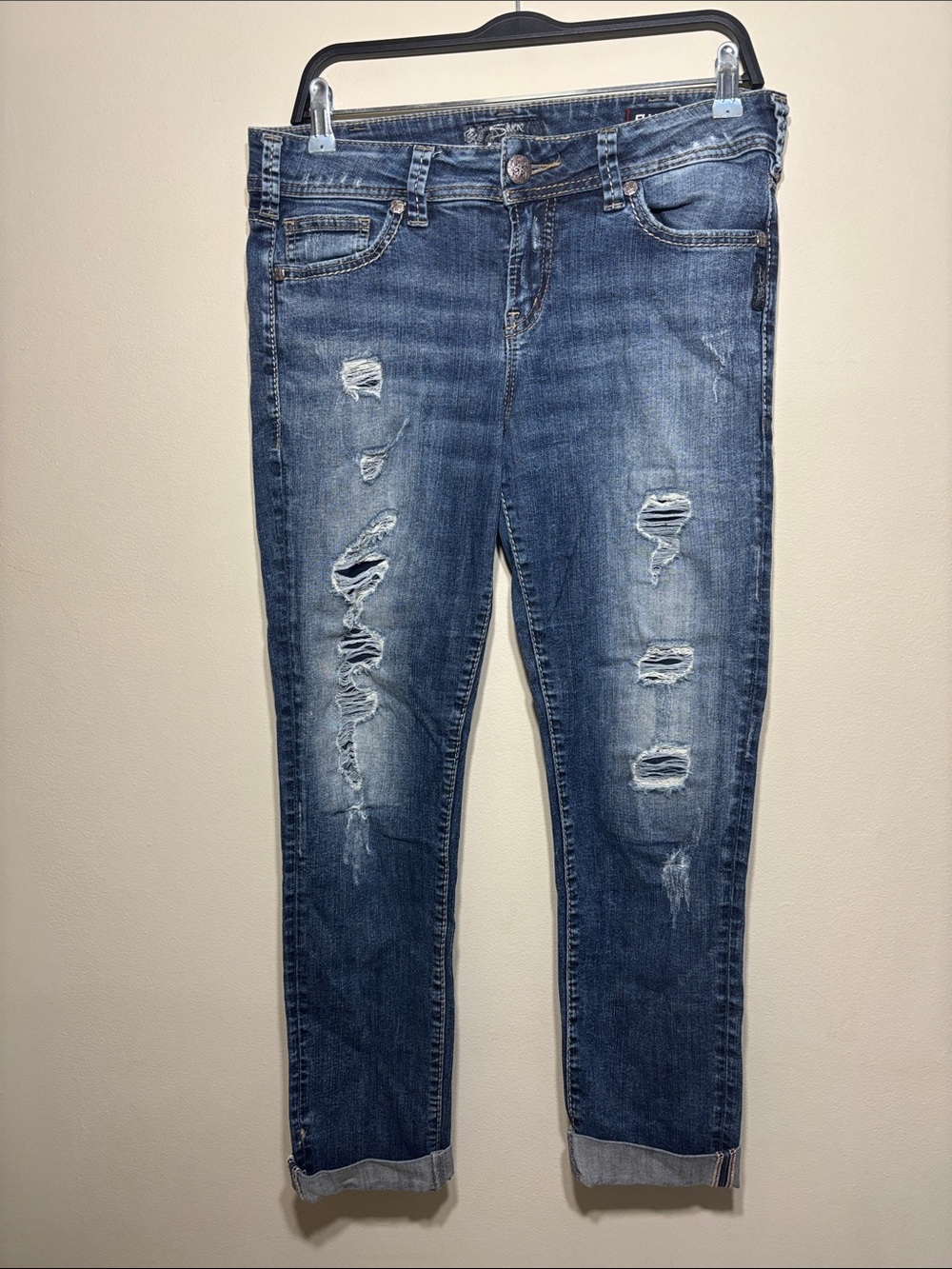 Silver Jeans Distressed Suki Mid Skinny Jeans